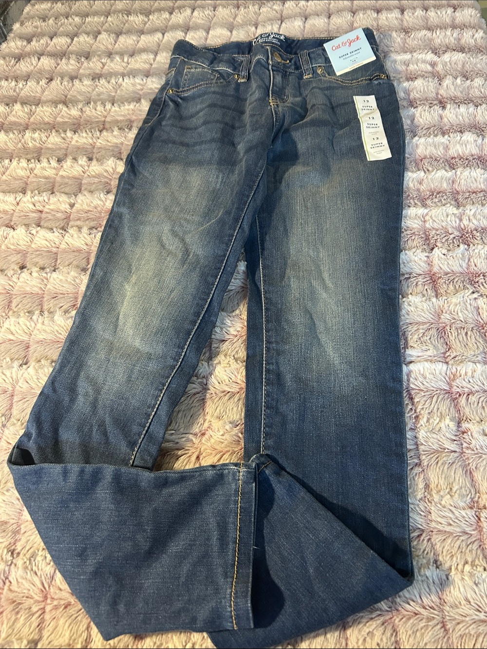 Cat & Jack kids Blue  Straight super skinny Jeans size 12 new
